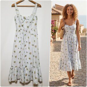 NWT Reformation Maegan Floral Linen Midi Dress in Al Fresco Size 2